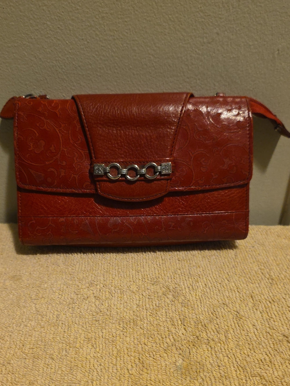 Brighton Red Crossbody Bag with Decorative metal Accent- Inv.542